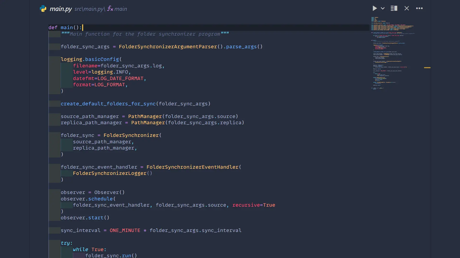 Folder Synchronizer project screenshot