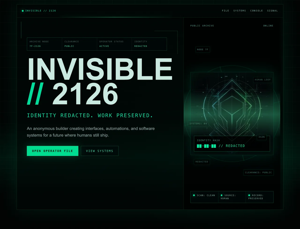 INVISIBLE // 2126 project screenshot